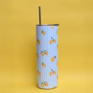 כוס תרמית עם קש לימונים